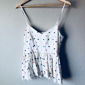 EUC WORN ONCE TANK WITH EMBROIDERY